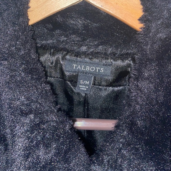 Talbots Black Faux Fur Vest with Stand Up Collar S/M - Picture 10 of 12